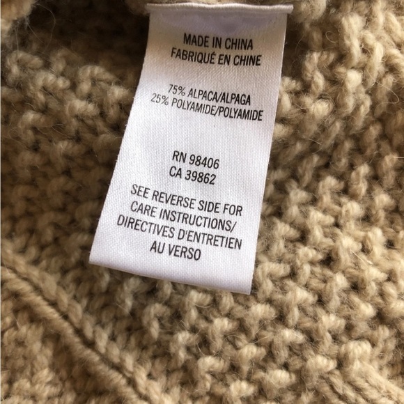 THEORY Innis Aria Alpaca Wool Blend Chunky Cable Braided Beige Sweater S - Picture 3 of 6